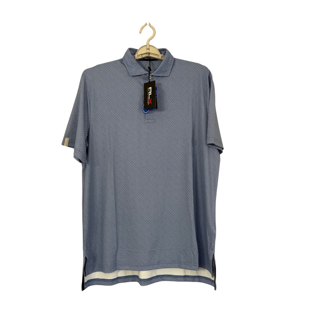 NWT RLX Ralph Lauren Men's Size M Blue Greek Key Performance Golf Polo Shirt - Picture 2 of 12